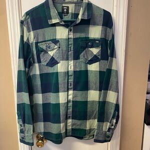 Vans Green Navy Plaid Button-Down Shirt